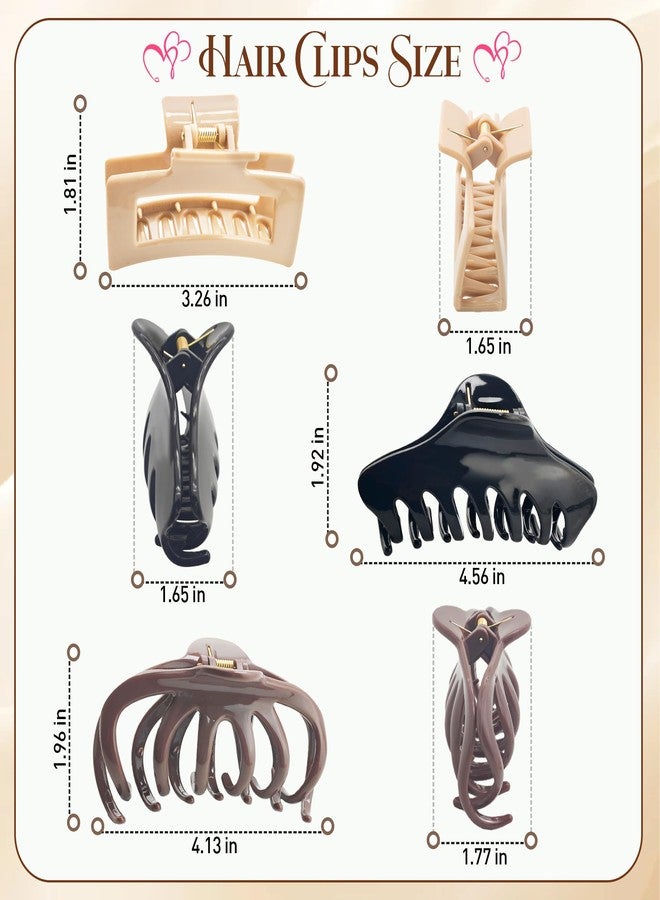Jyukan Silicone Hair Clips for Women Soft Claw Clip for Thick and Thin Hair Non-Slip Flexible Strong Hold Hair Claws 6 Pack (Khaki, Coffee, Black) - Image 2